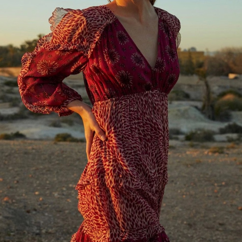 Ba&sh Gypsie/Gypsy Rose midi dress in burgundy/red